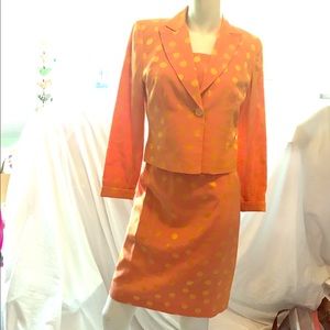 Alberto Makali designer 3 piece skirt suit orange color New condition Vintage